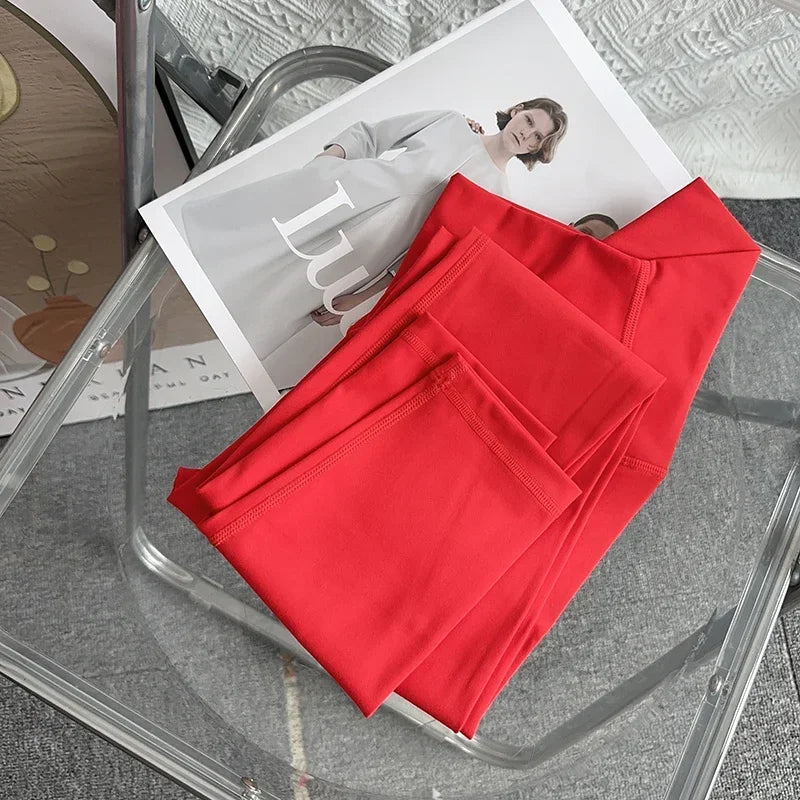 Christmas style 2-piece yoga suit Solid color gym fitness set cross back yoga top Peach butt yoga pants Pilates running suit
