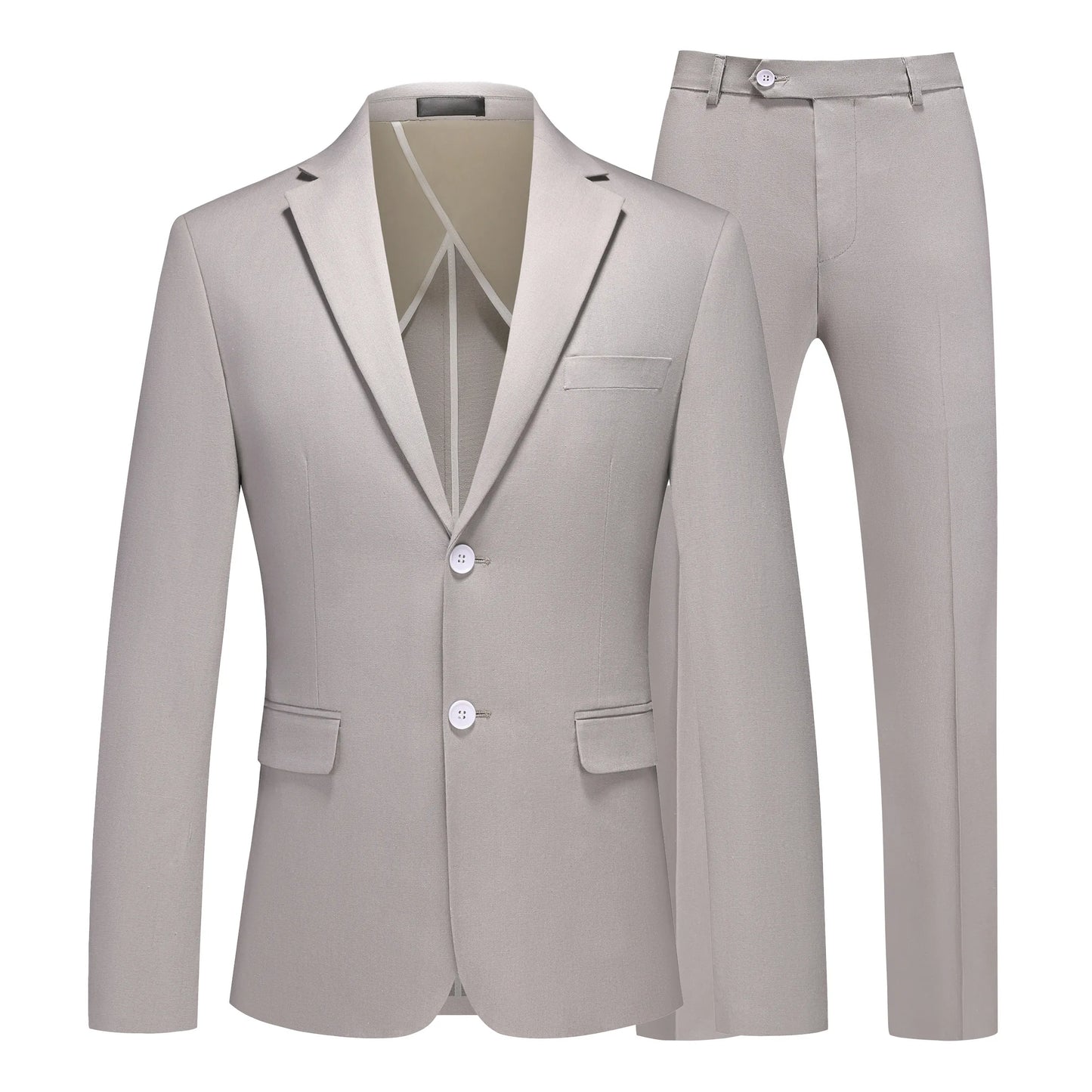 Men's Linen Half Lined 2 Piece Suit Set Lightweight Breathable Blazer & Pants for Spring Summer, Formal Business Wedding
