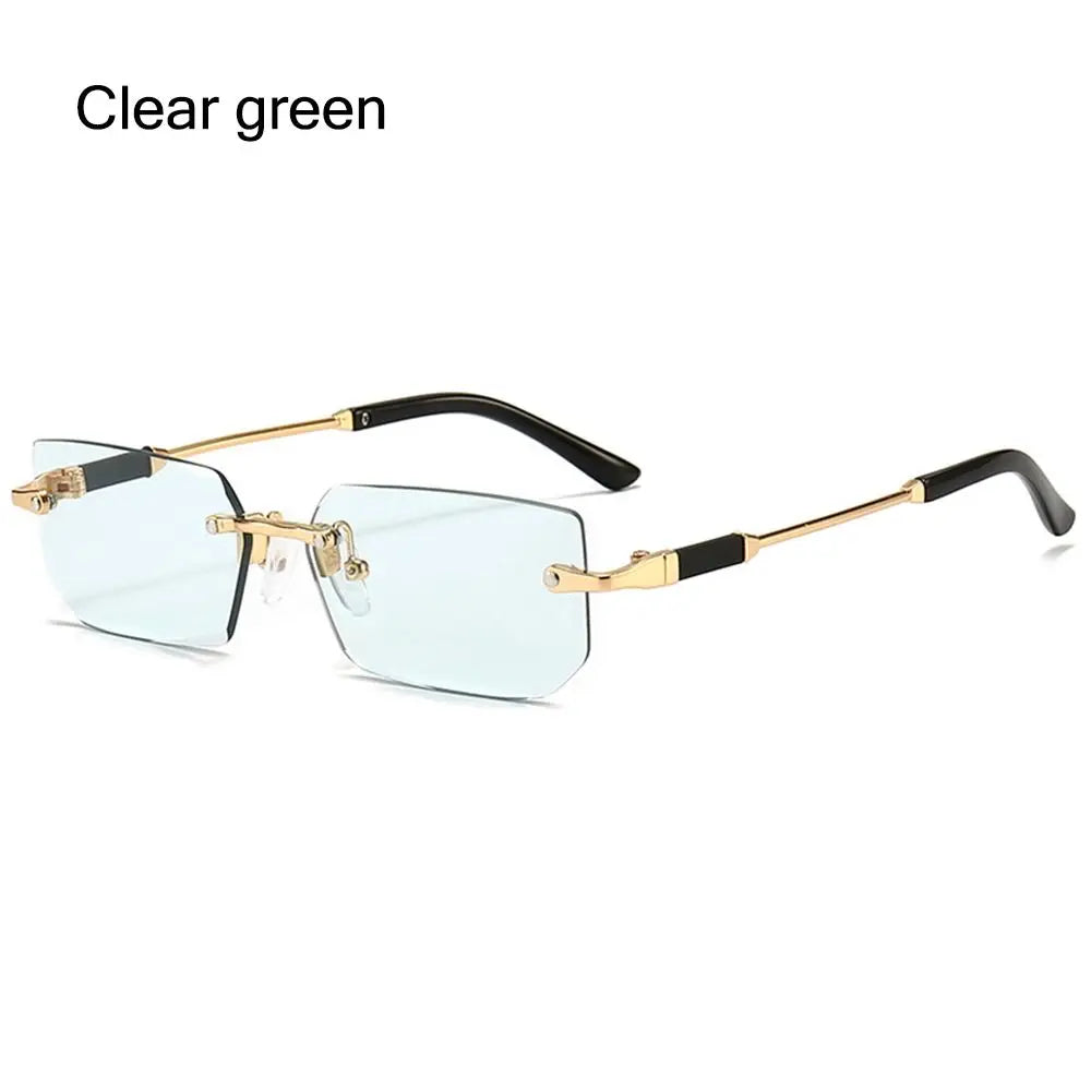 Rimless Rectangle Sunglasses Fashion Y2K Frameless Sun Glasses Shades for Women & Men