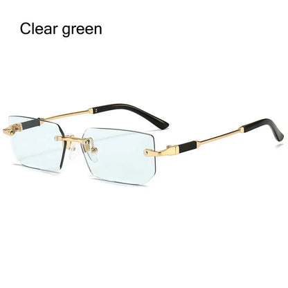Rimless Rectangle Sunglasses Fashion Y2K Frameless Sun Glasses Shades for Women & Men