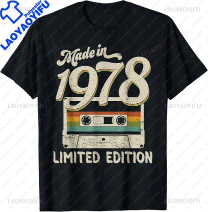 Vintage 1978 Limited Edition Birthday 1978 Men Women Vintage T-Shirt Casual Streetwear Short Sleeve Printed T-shirt