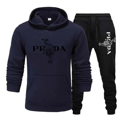 The men's outdoor fitness sweatshirt and pants set for autumn and winter includes a long-sleeved sports shirt and casual pants