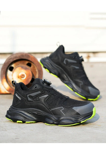 Rotating Button Safety Shoes Men Steel Toe Sneaker Work Shoes Man Puncture Proof Work Safety Boots Black Protective Shoes