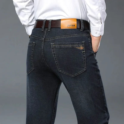 Plus Size 42 44 46 Spring Autumn Men's Fashion Casual Jeans Black Blue Classic Business Straight Elasticity Brand Denim Trousers