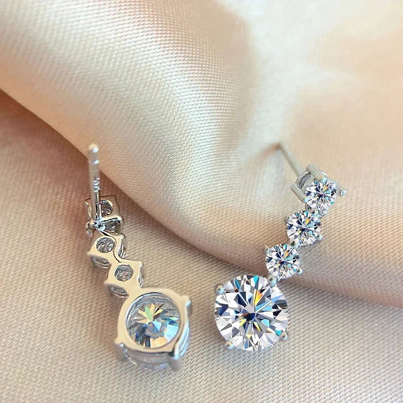 S925 Silver Moissanite Drop Earrings For Women 2.6 Carat Real Moissanite Lab Diamond Engagement Wedding Fine Jewelry Gift