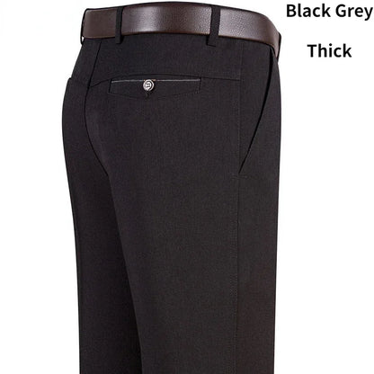 Men's Summer Thin Business Casual Pants Autumn Fashion Solid Gentle Thicken Trousers Male Brand Suit Pant Black Grey GOZBKF