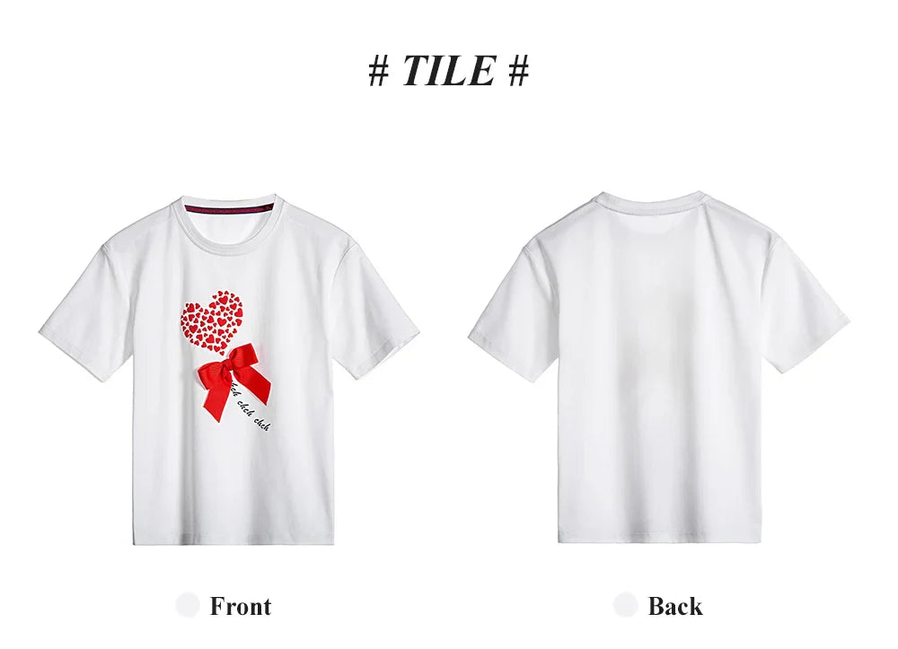 Children's Short-Sleeved Love Print Embroidery Pattern Cotton Loose Summer New Outdoor Casual Boys Girls Tops Comfortable