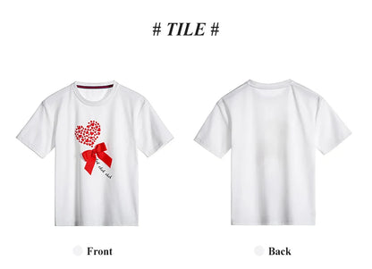 Children's Short-Sleeved Love Print Embroidery Pattern Cotton Loose Summer New Outdoor Casual Boys Girls Tops Comfortable