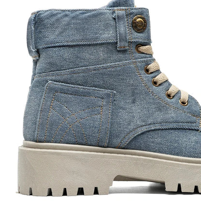 Breathable Men Boots Winter Denim Cloth Mens Ankle Boots Retro Work Boots Platform Men Casual Shoes Handmade High Top Shoes
