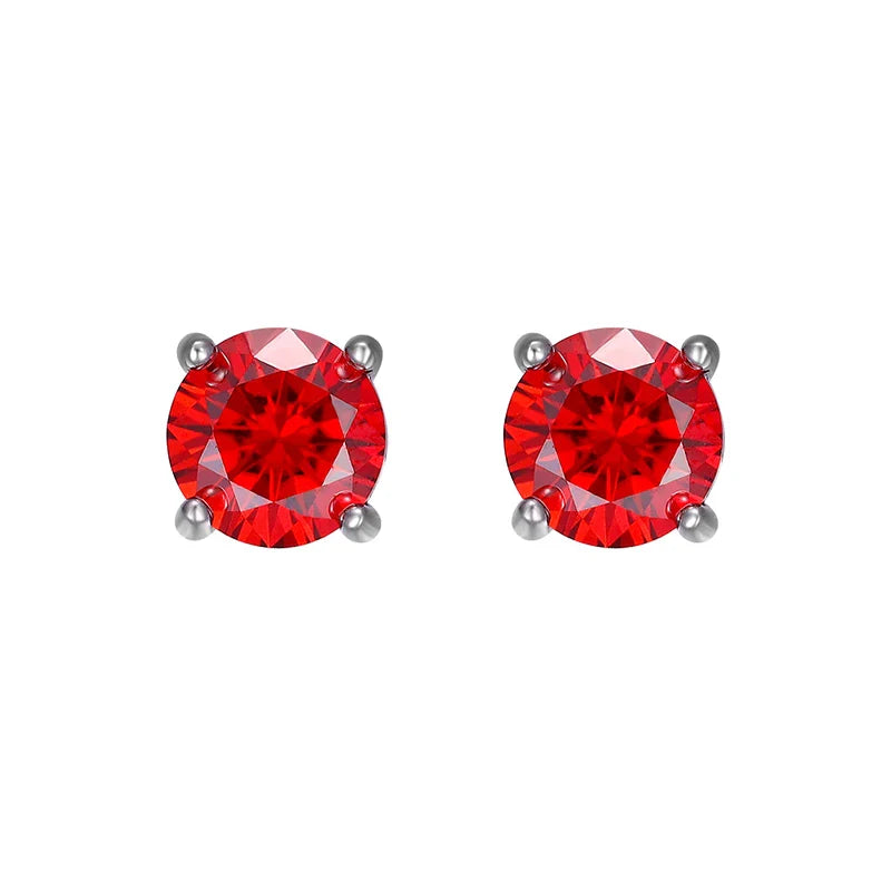 0.3-2CT Colorful Moissanite Studs Earrings for Women Sparkling Diamond Jewelry Certified 100% 925 Sterling Silver Earring