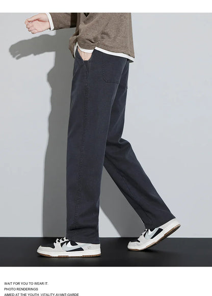 4 Colors New Straight Men's Pants Baggy Casual Lyocell Comfortable Stretch Trousers Male Wide Fashion Korean Pants Streetwear