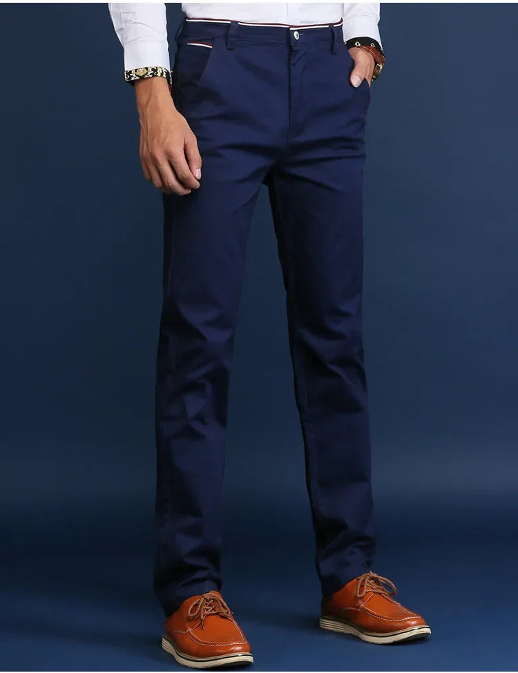 Classic Style Men Spring Summer Thin Casual Pants Fashion Business Cotton Solid Color Office Trousers High Quality Men Trousers