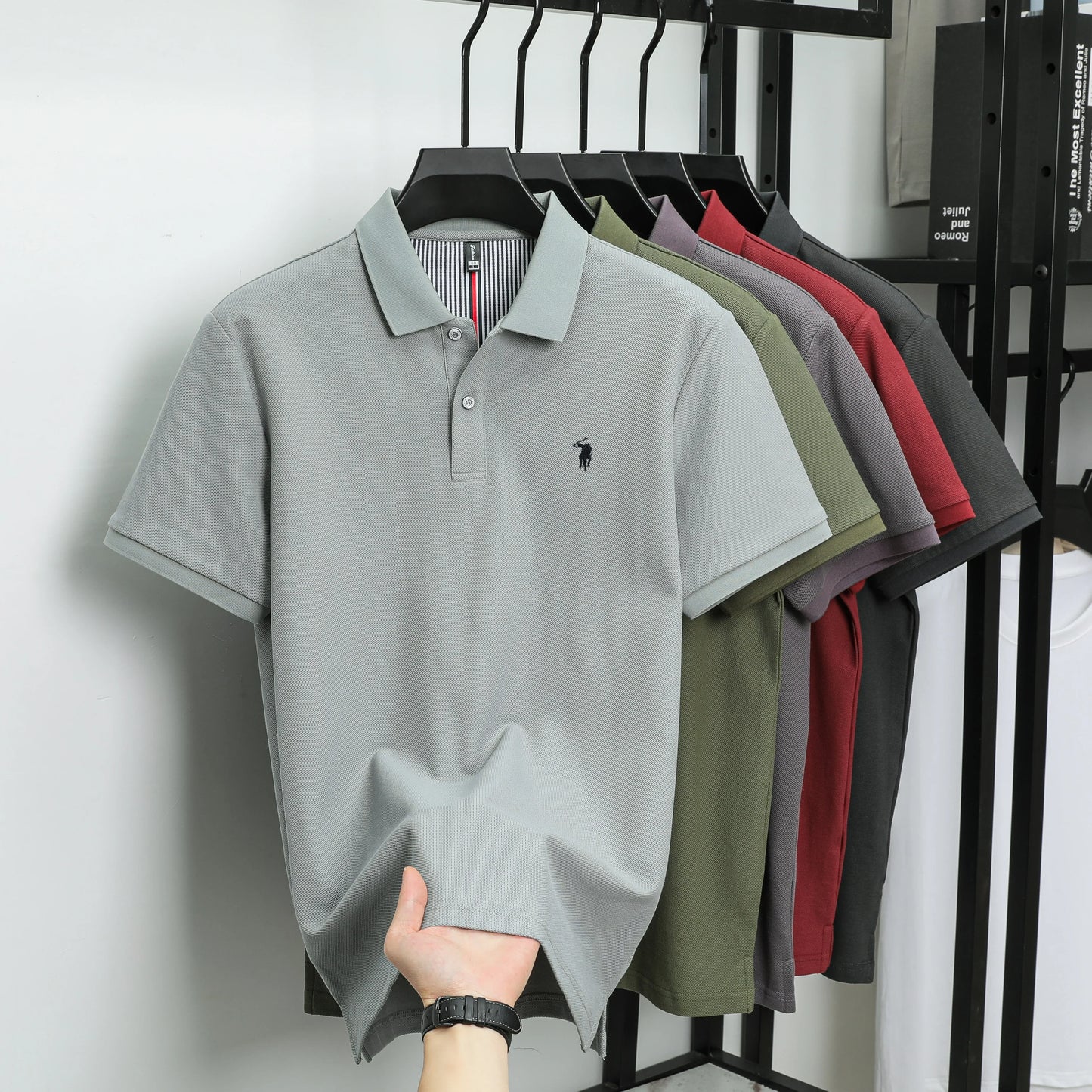 100% pure cotton men's short sleeved summer new golf lapel polo shirt, high-quality designer customized embroidered T-shirt