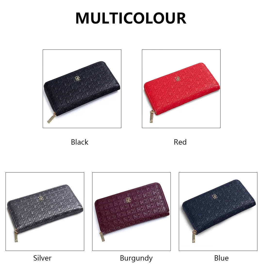 Fashion Classic Women's Portable Wallet Solid Color Design Multi-Letter Embossed Women's Coin Purse Minimalist