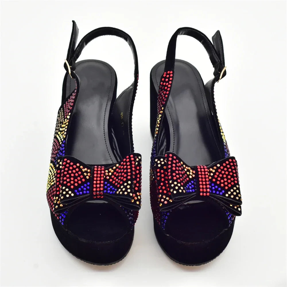 Lastest Italian Design Fashion Style Ladies Shoe with Matching Bag Set 2024 Nigerian Shoes and Bag Set Wedding Shoes Bride
