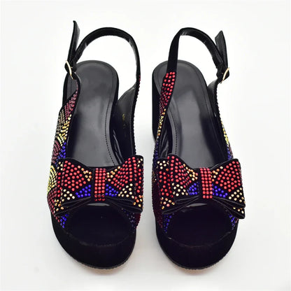 Lastest Italian Design Fashion Style Ladies Shoe with Matching Bag Set 2024 Nigerian Shoes and Bag Set Wedding Shoes Bride