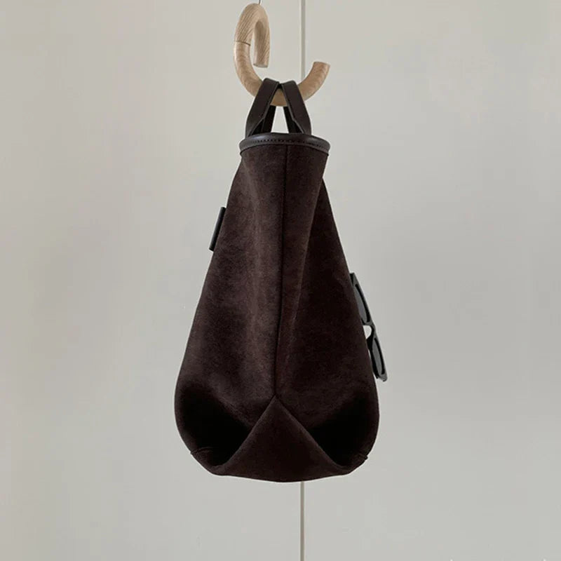 Vintage Suede Large Capacity Handbag Simple All-match Fashion Tote Bags Design Casual Top Handle Shoulder Bag For Women
