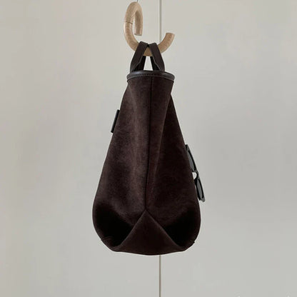 Vintage Suede Large Capacity Handbag Simple All-match Fashion Tote Bags Design Casual Top Handle Shoulder Bag For Women