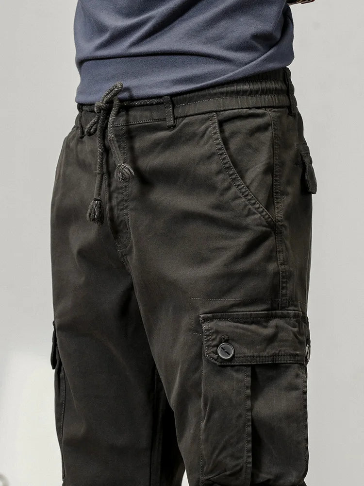 2025 New Multi-Pockets Spring Summer Cargo Pants Men Streetwear Zipper Leg Skinny Work Joggers Cotton Casual Tactical Trousers