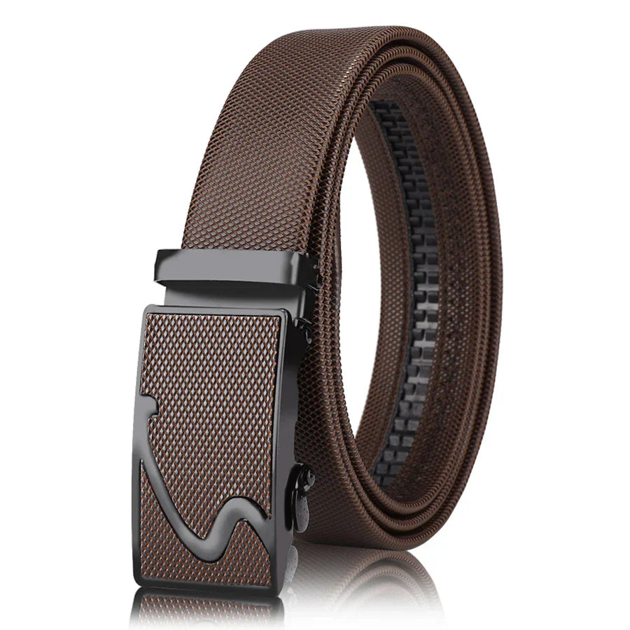 Men's leather belt with automatic buckle, Korean version trendy and casual middle-aged and young business leather pants belt