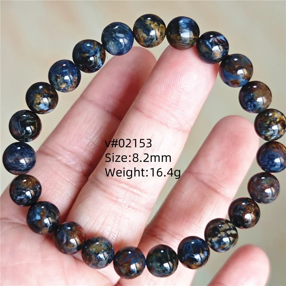 Natural Blue Pietersite Bracelet Women Men Beads Round Beads Chatoyant Cat Eye Fire Pietersite Namibia AAAAAA