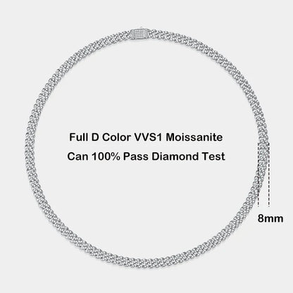 Sparkling Real Full Moissanite Cuban Chain Bracelet for Men Women 8mm S925 Sterling Silver Hip Hop Diamond Link Bracelets