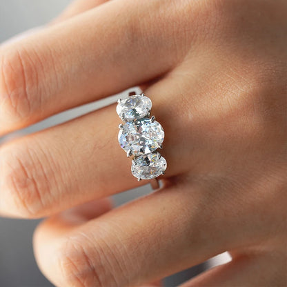Full Oval Cut Mossanite Lab Diamond Ring 925 Sterling Sliver with Gold Plated Rings for Women Party Jewelry Ladies Band