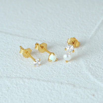 925 Sterling Silver 3pcs/set Cute Chians Stud Earrings Set Fashion Zircon Crystal Women Girls Gift Fine Jewelry Set