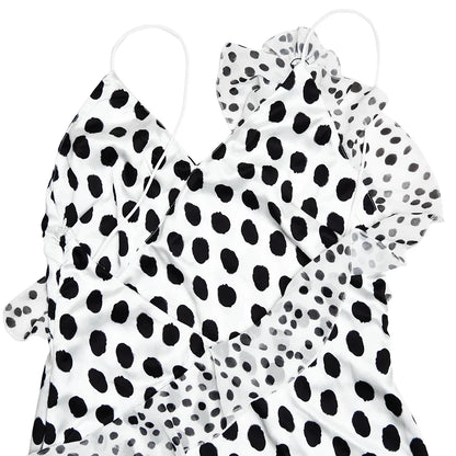 Backless  Print Dots Flower Women Maxi Dress Spaghetti Strap Evening Dress Autumn Skinny Elegant Party Clubwear