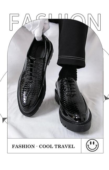New high-end and trendy pointed-toe leather shoes for men's business formal wear British-style Korean casual shoes