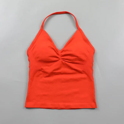 Yoga Longline Strappy Top Leggings Set Women's Backless Camisole Built-In bra Vest High-Waisted Hip Lift Gym Shorts Sports Set