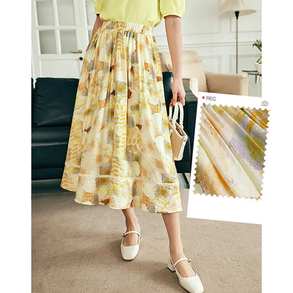 Women Long Skirt French Fashion Floral Skirt 2026 Summer High-waisted Splicing Hollow A-shaped Pendulum Skirts O23XB80203