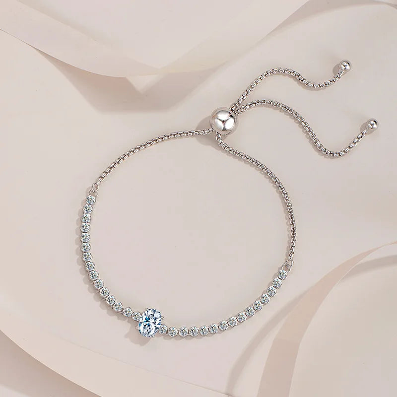 100% Real 1.7CT Round Cut Full Moissanite Tennis Bracelet for Woman Girl Party S925 Sterling Silver Diamond Link Bracelets
