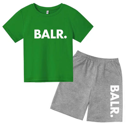 Kids T-shirt Summer Sunshine Brand Monogram Print Short Sleeve+Shorts 2P Boys Girls Toddler 3-12years Leisure Sports Jogging Set