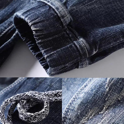 Autumn Jeans Elastic Waistband Mens Baggy Jeans Harun Pants Workwear  Retro Men's Skinny Jeans Tapered Jeans