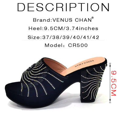 Women's Shoes High Heels Sexy Ladies Party Wedding Pattern Embroidery Mules Shoes and Bags Set for Italian