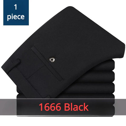 Casual Suit Pants Stretch Men's Dress Pants Black Navy Blue Suit Pants Straight Slim-Fit Business Formal Trousers Plus Size 40