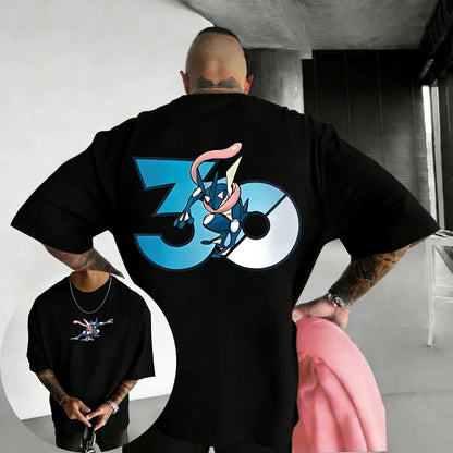30th Anniversary Greninja Printed T-shirt Summer New Men's and Women's Loose Casual Hip Hop Trendy Short Sleeve Top