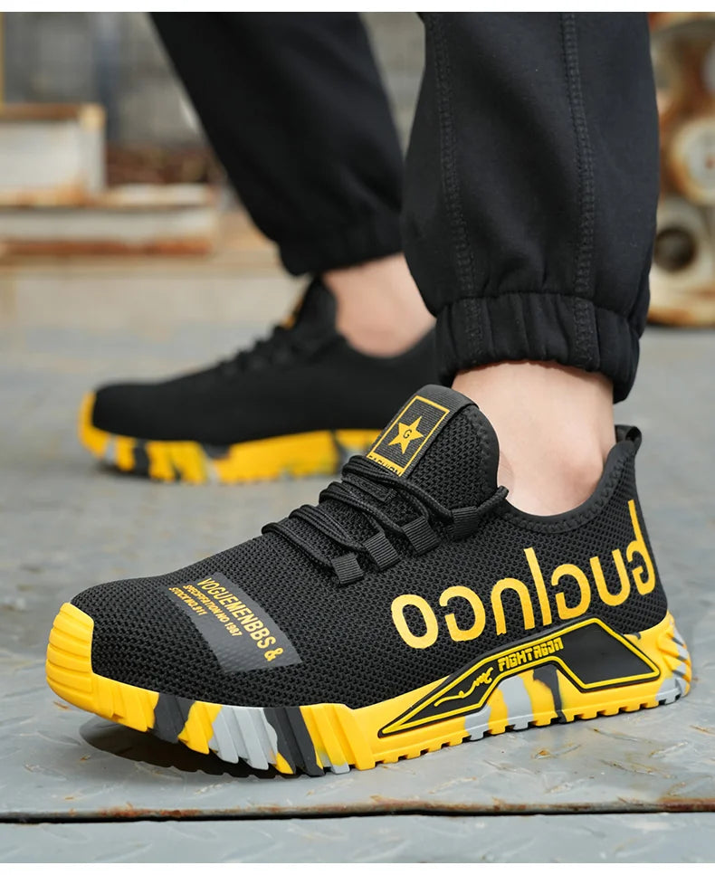 Fashion Sports Shoes Work Boots Puncture-Proof Safety Shoes Men Steel Toe Shoes Security Protective Shoes Indestructible