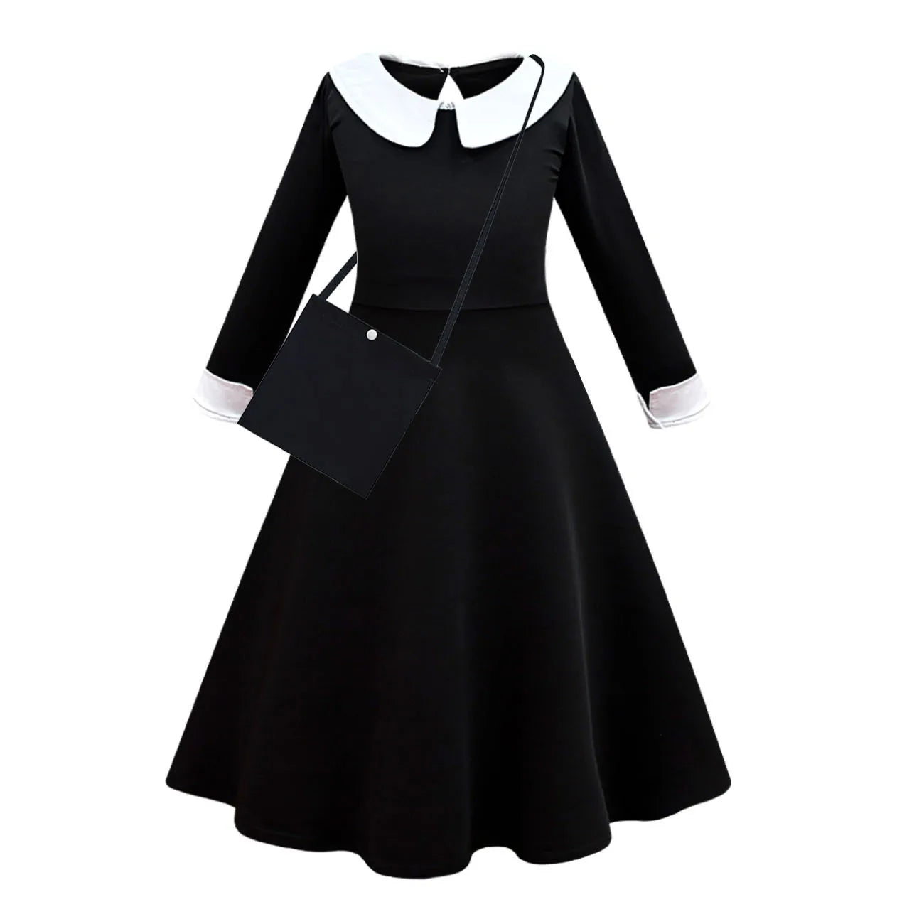 Halloween Wednesday School Uniform Girls Adams Black Gothic Costume Kids 2-12 Years Carnival Cosplay Party Long Sleeve Outfit