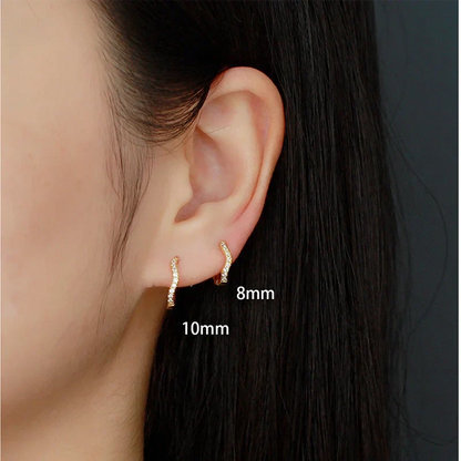 925 Sterling Silver Fashion Statement Gold Wavy Geometry Huggies Hoop Earrings for Women Bohemian Jewelry Ear Buckle Gift