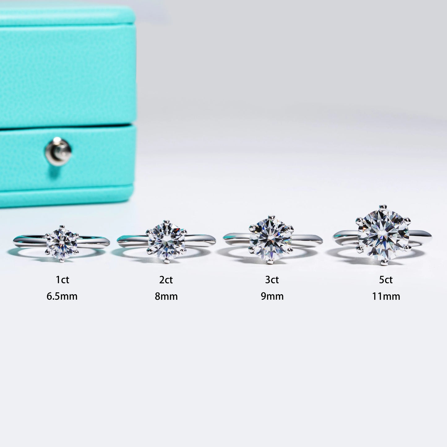1ct 2ct 3ct 5ct D Color Moissanite Engagement  Ring for Women 925 Sterling Silver Gold Plated Solitaire Rings Wholesale