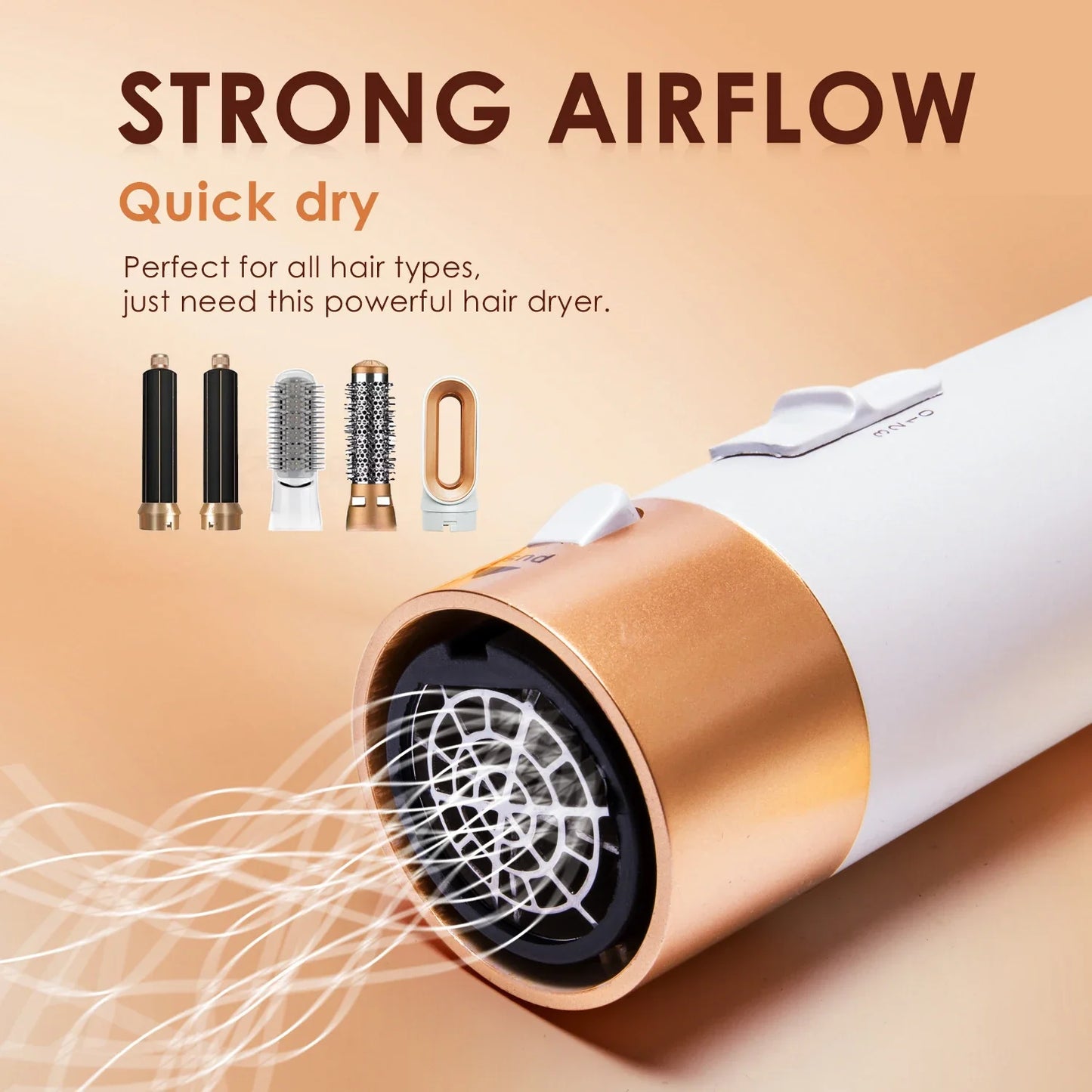 5-in-1 Hair Styling Kit Multi-Function Curling Iron Straightener Hot Air Brush Quick Styling Hair Care Beauty Tools