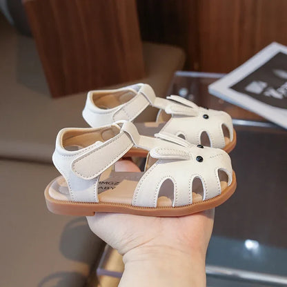 Toddler Children Sandals Rabbit Lovely White Brown Kids Summer Shoes Unisex Breathable Flexiable Comfy Boys Girls Shoes 21-30
