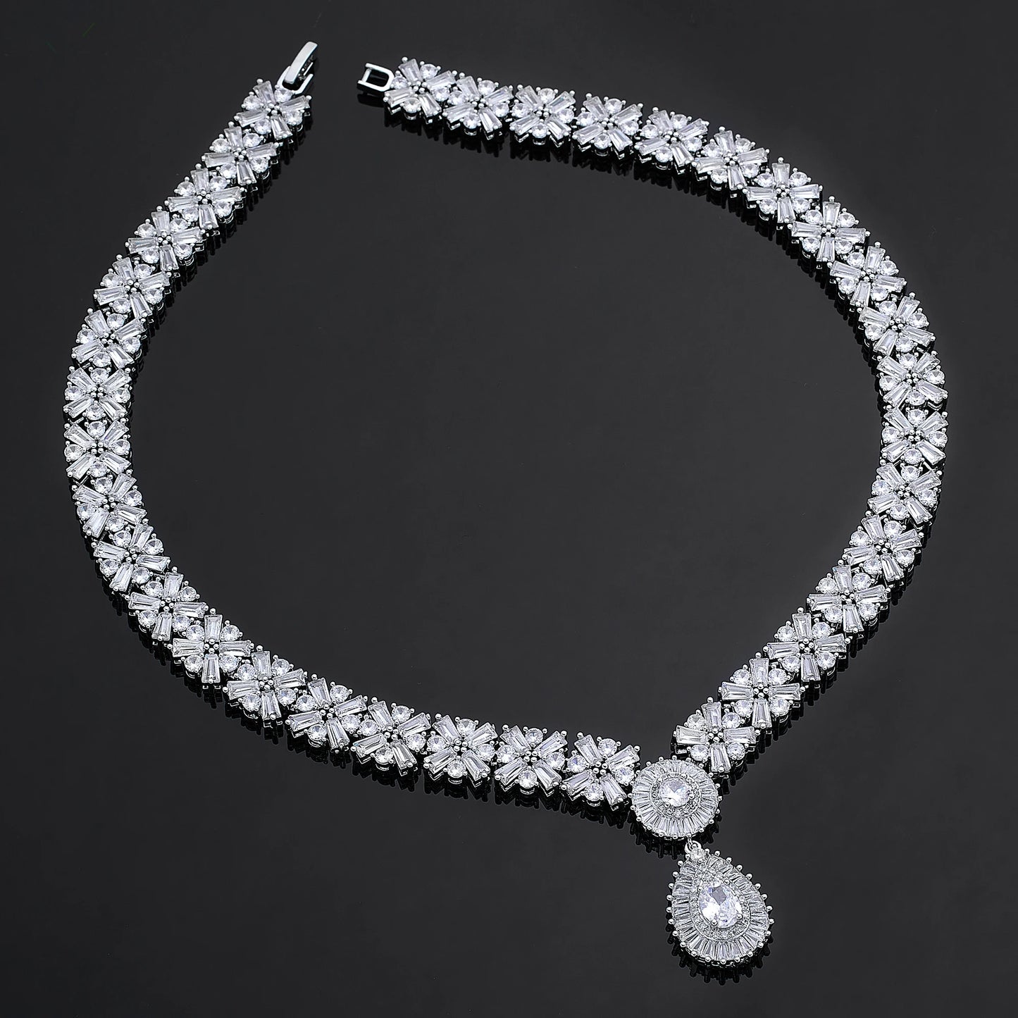 Popular Water Drop Bridal Jewelry Sets For Women Gold Plated CZ Zircon 4pcs Necklace Earring Sets Dubai Wedding Jewelry
