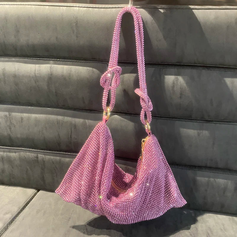 luxury Designer hobo shoulder bag handmade Shining Rhinestones Evening clutch Bag Purse Crystal Purses and handbag Hobo Bags