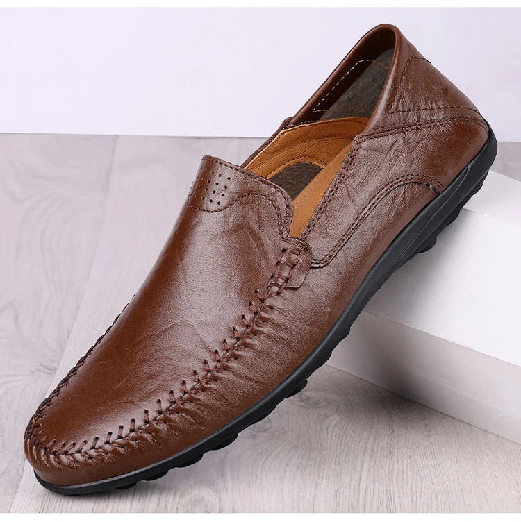 Men's Business Casual Shoes Leather Stitching Comfortable Breathable Rubber Bottom Second Layer Cowhide