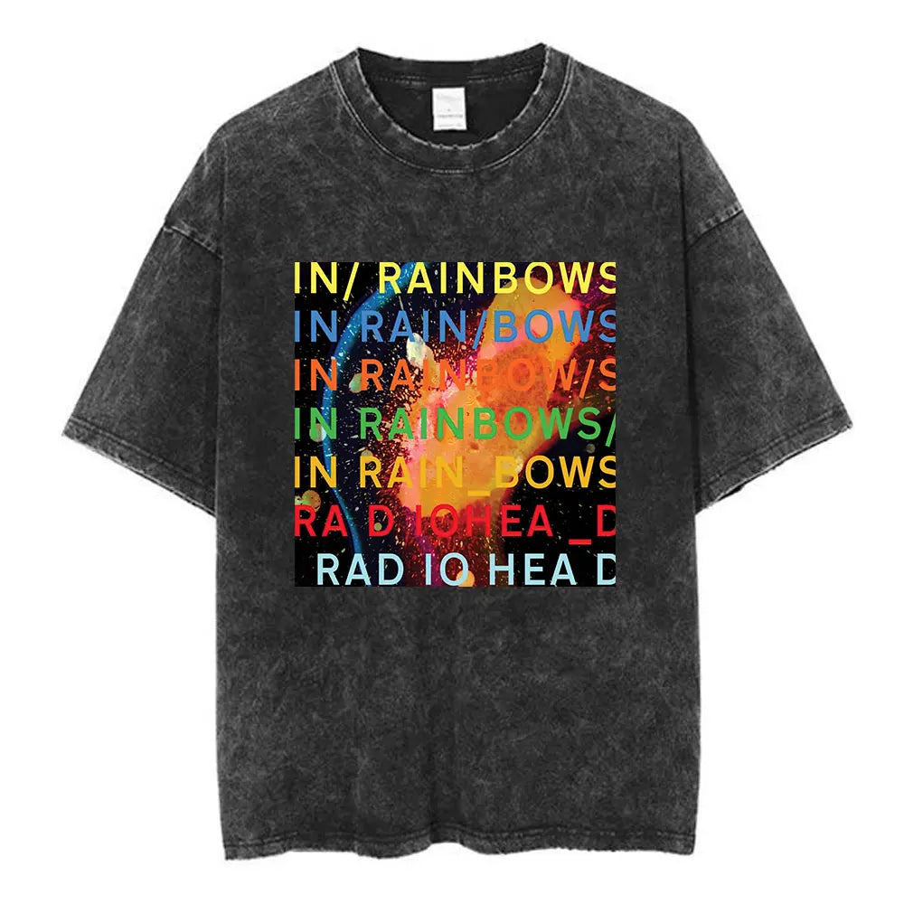 Rock Band Washed Cotton T Shirt Men Women Hip Hop Music Tee Fashion Short Sleeve Tshirt Summer Oversized T-shirts Tops