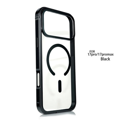 For IPhone 17 Pro High-End Metal Frame Phone Case, 17 Promax Magsafe Magnetic Charging HD Backplate Phone Protection Cases