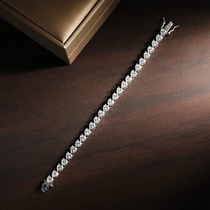 D VVS1 Heart Moissanite Tennis Bracelet Original 925 Sterling Silver Plated 18k White Gold with GRA Bracelets for Women